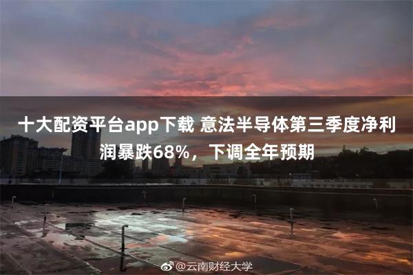 十大配资平台app下载 意法半导体第三季度净利润暴跌68%，下调全年预期