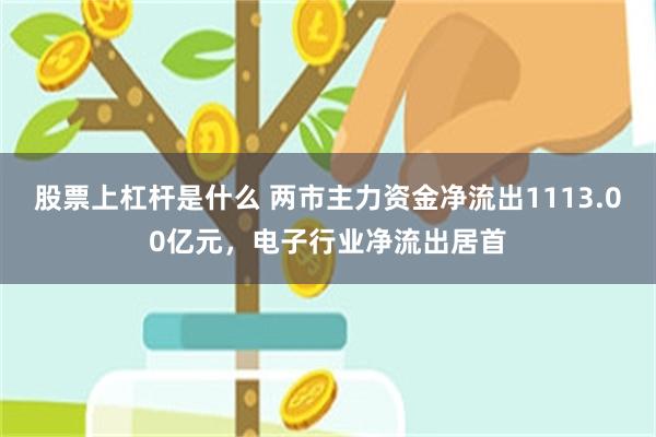 股票上杠杆是什么 两市主力资金净流出1113.00亿元，电子行业净流出居首